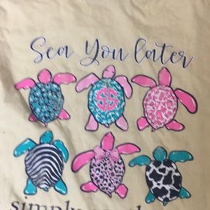 Large Pale Yellow Simply Southern   tee with Sea Turtles